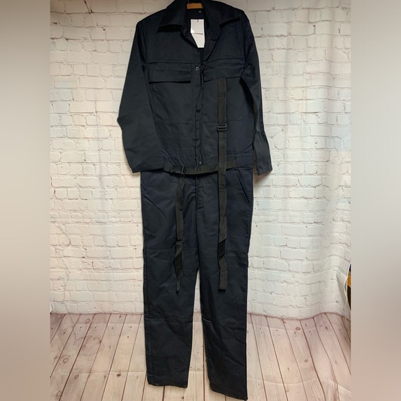 NEW RARE MDTN45 Gaikan Mechanic Combat Black Jumpsuit Coveralls Size S 40” - Picture 3 of 10
